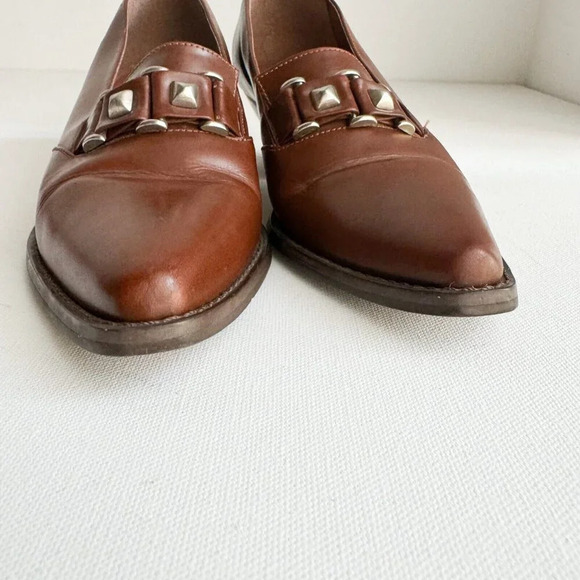 Vintage Leather Tucci Made in Italy Brown Unique Heel Loafers Shoeties 8 - Picture 9 of 15